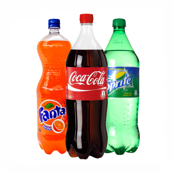 Coca Cola, Fanta y Sprite de 1,5 Lt